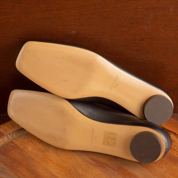 Everlane The '90s Leather Square Toe Italian Made Flat Shoes Womens Size 7.5 BLK - Picture 5 of 11